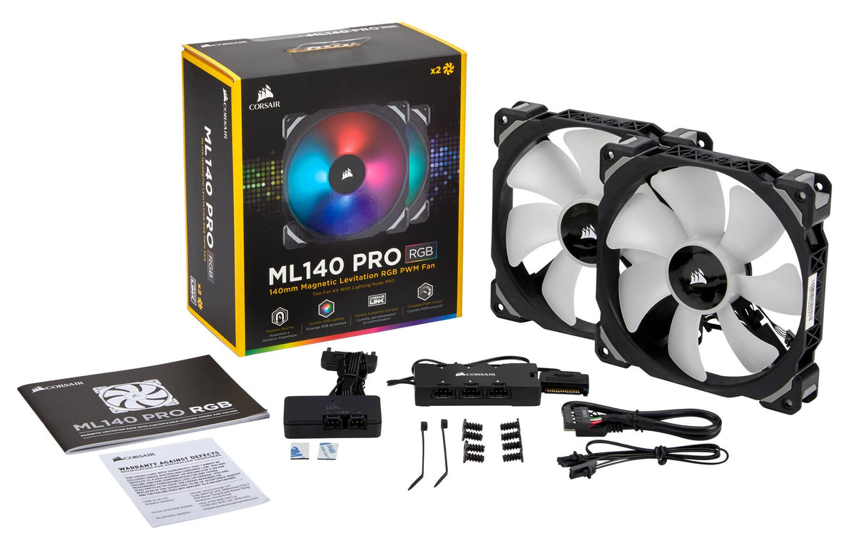 2 Pack ML140 PRO RGB LED Magnetic Levitation Case Fan Z489