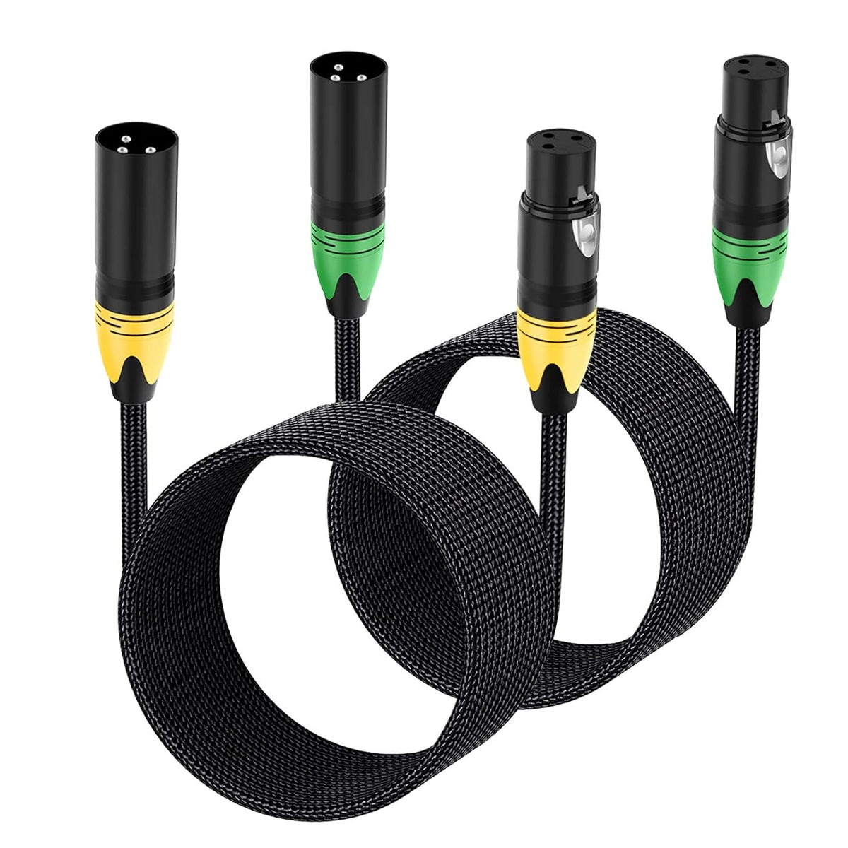 XLR DMX Cables 3ft 6 Pack Black Braided X408