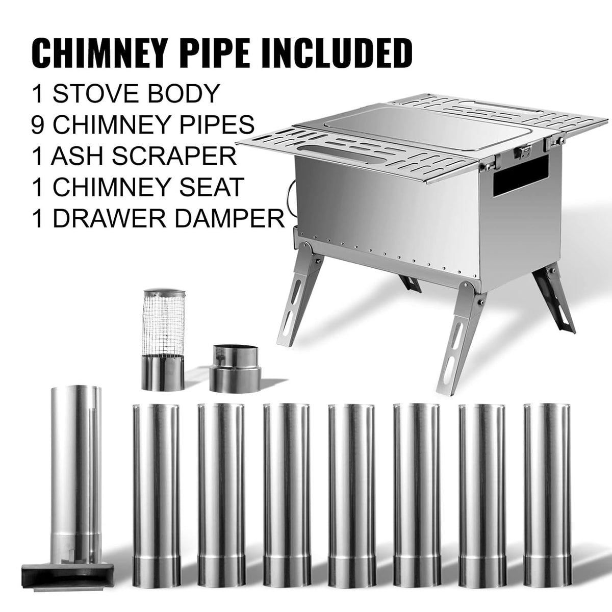 18.3x15x14.17 inch 304 Stainless Steel Portable Wood Stove F333721