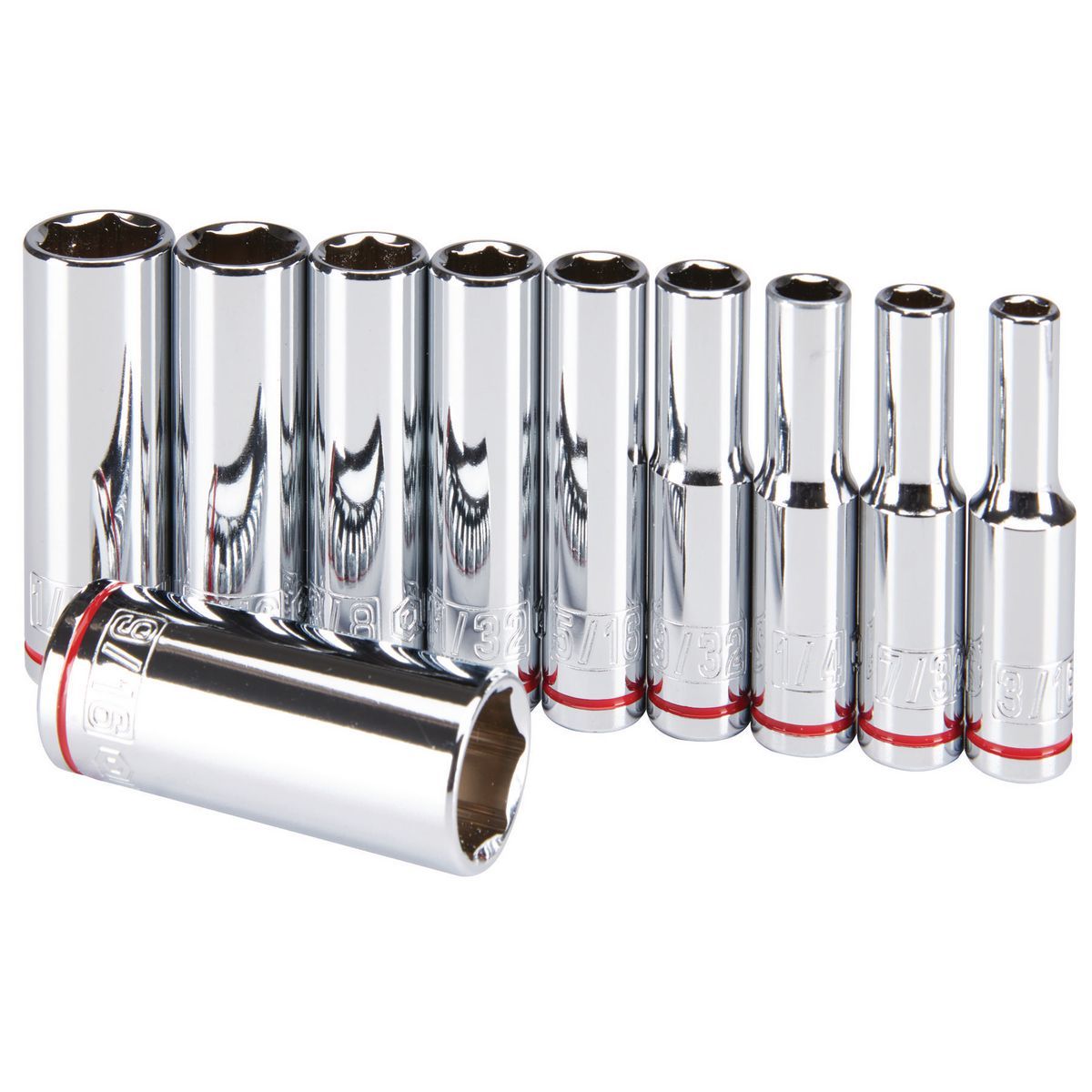 1/4 in. Drive SAE Chrome Deep Socket Set, 10-Piece I61490
