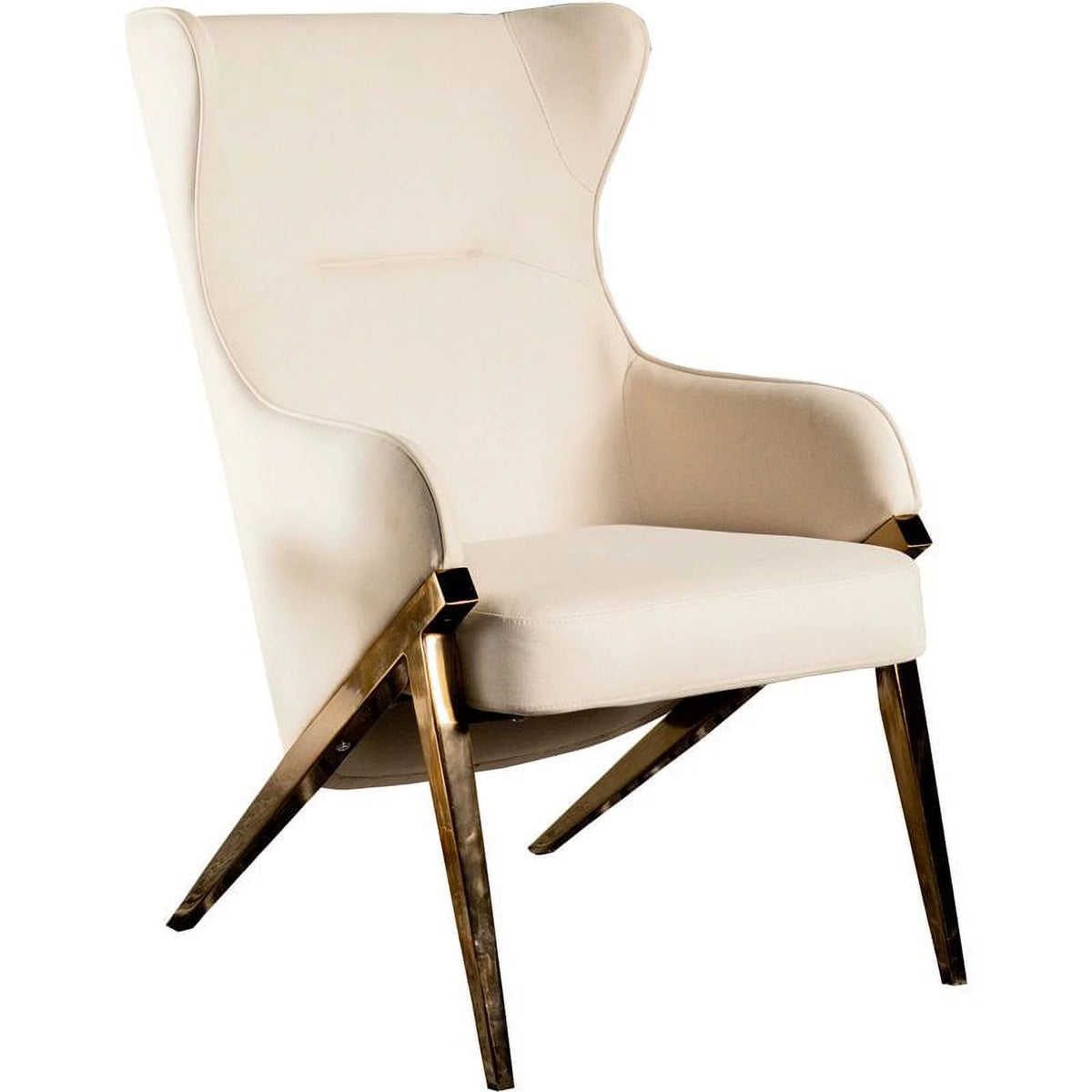 Cream and Bronze Upholstered Accent Chair U795