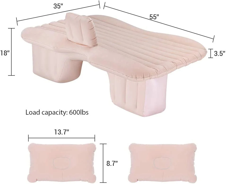 Car Bed Air Mattress with Motor Pump, Two Pillows, Natural Beige K6333