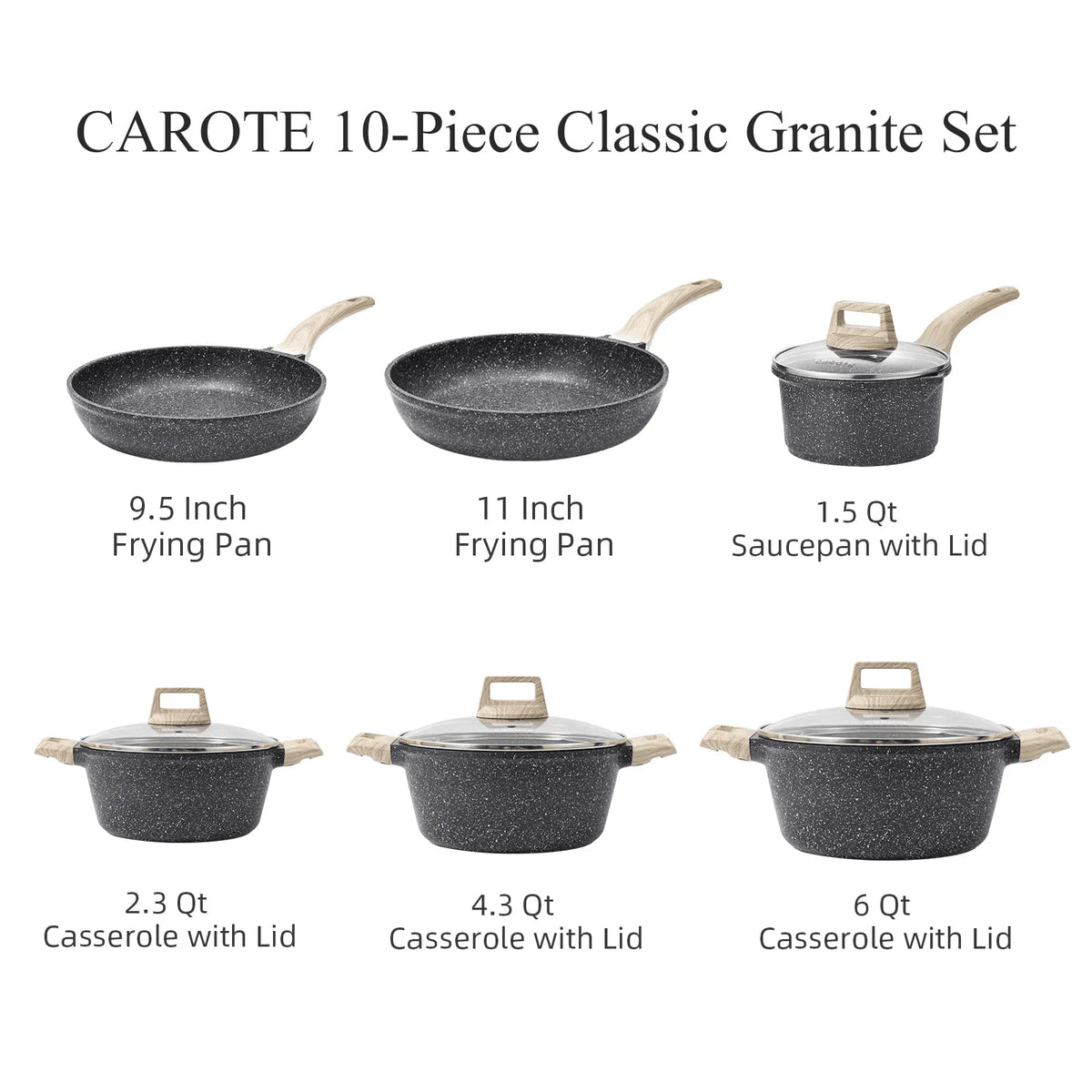 10 Pcs Nonstick Granite Stone Cookware Set R549115