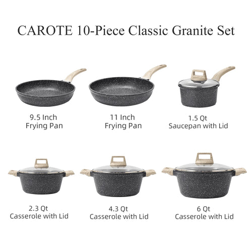 10 Pcs Nonstick Granite Stone Cookware Set R549115