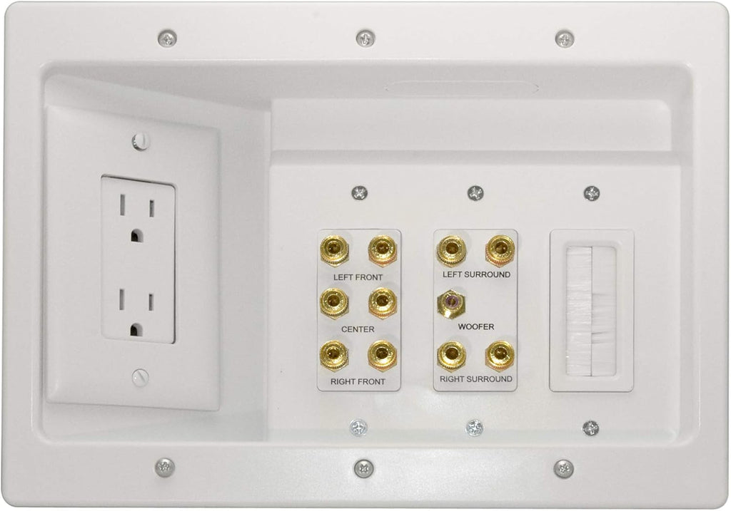 White Recessed In Wall TV Power Kit with USB T3362