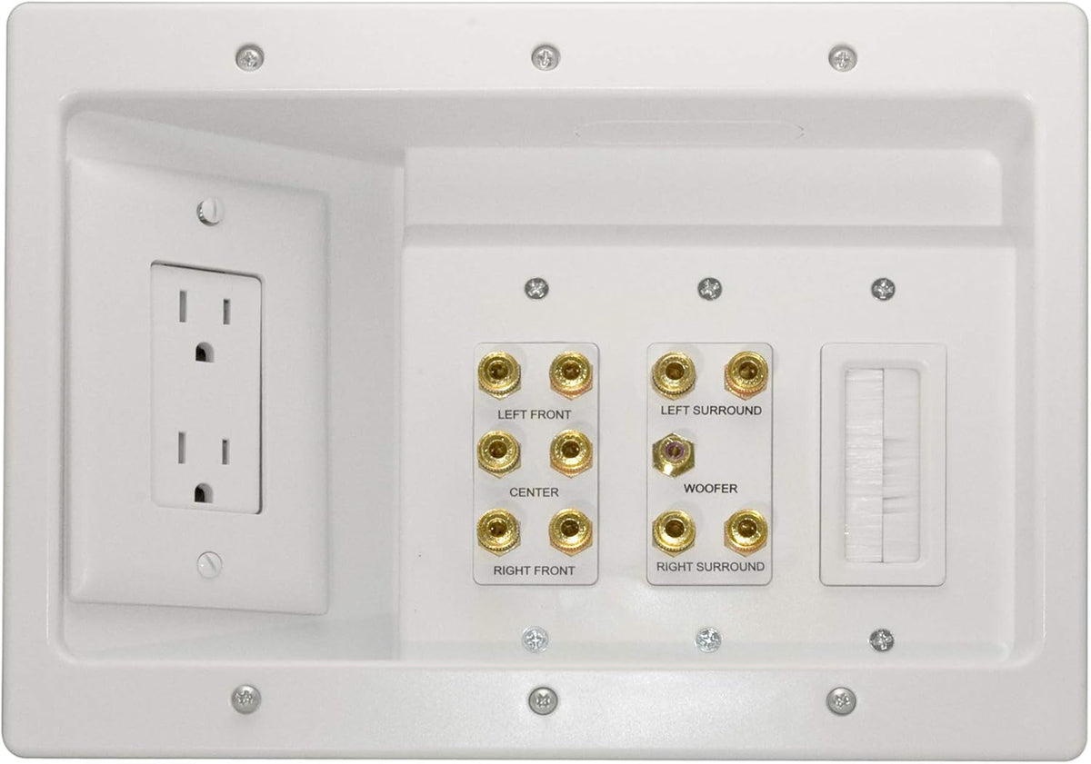 White Recessed In Wall TV Power Kit with USB T3362