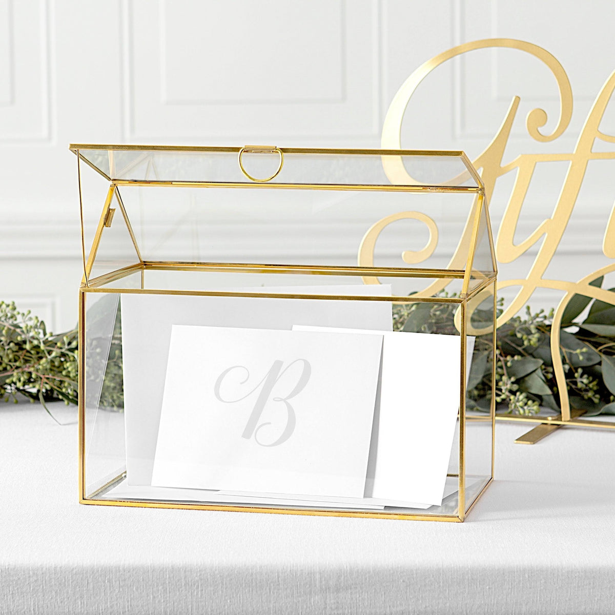 Gold Wedding Glass Terrarium Card Holder C71509