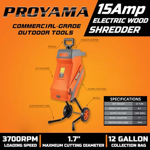 Electric Wood Chipper with Collection Bag, 1.7 Inch Cutting Capacity L865