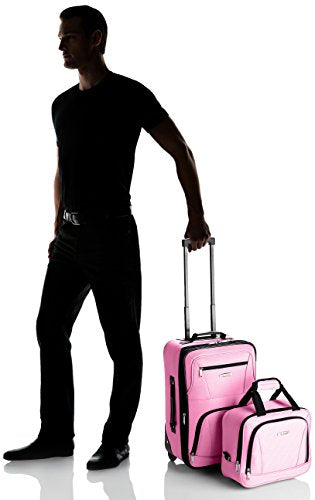 Pink Expandable 2-Piece Softside Upright Luggage Set C5219