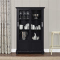 Black Bookcase with Sliding Glass Doors F6060
