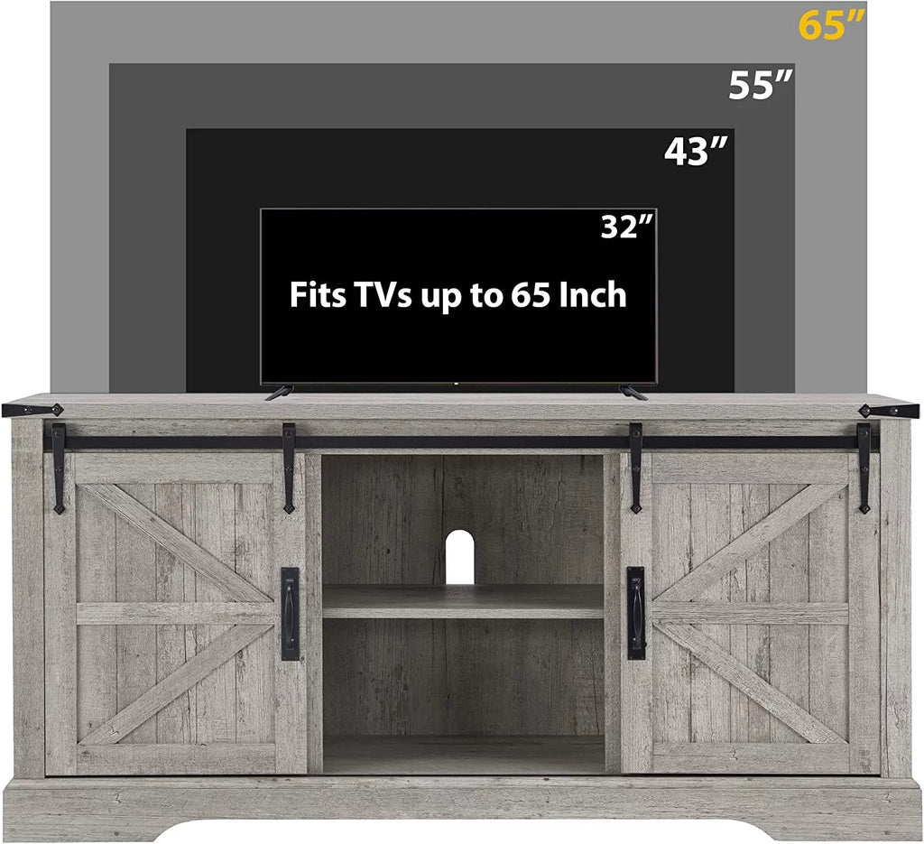 65 inch Wood Rustic TV Stand with Adjustable Shelf B5393
