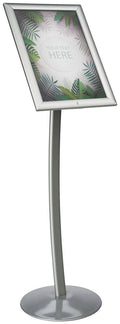 Floor Mounted Menu Sign, Snap-Open Design, Locking, Aluminum Construction Silver Finish S9901