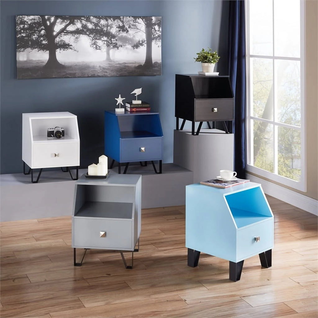 Light Blue Wood Storage End Table P589715