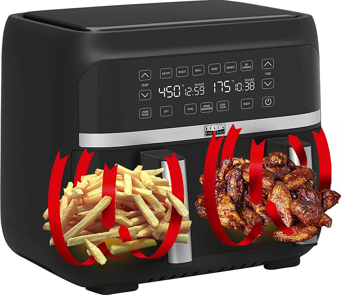 8-qt. Digital Air Fryer with Dual Baskets Matte Black A3415