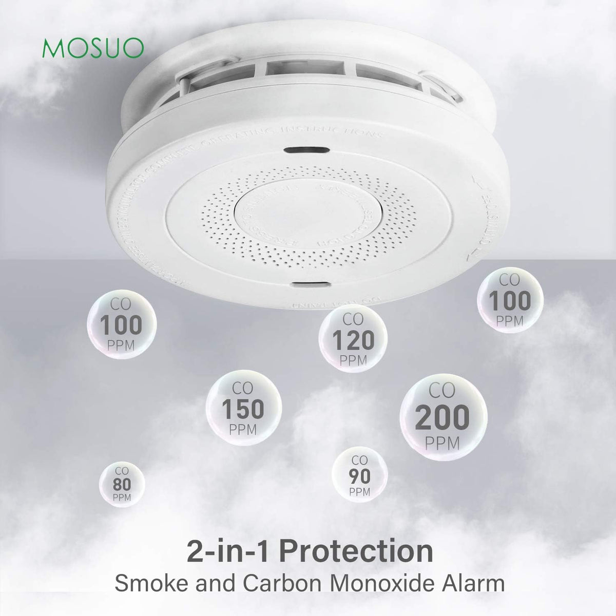 Dual Sensor Smoke and Carbon Monoxide Detector Alarm, 10-Year Battery, Pack of 2 S341