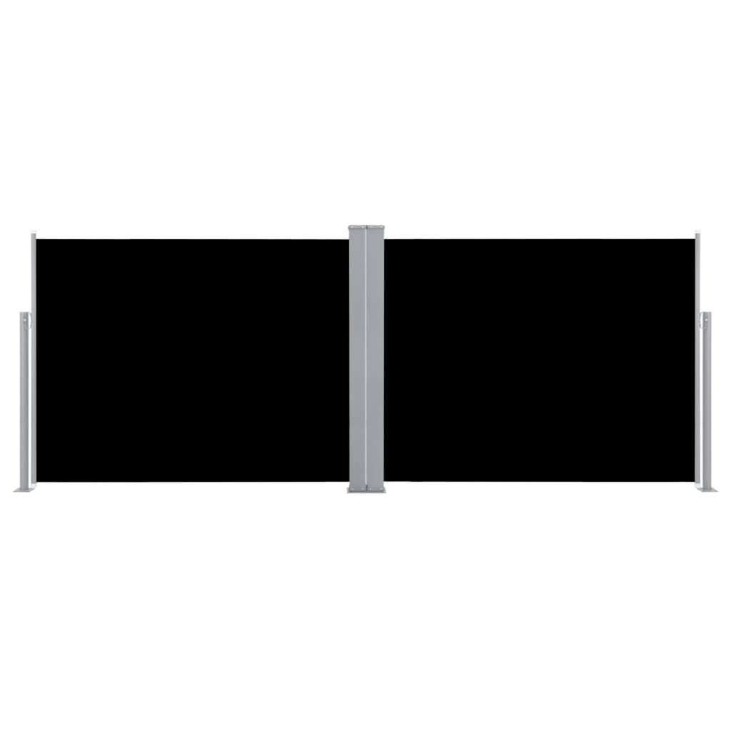Black Retractable Side Awning Outdoor Divider Fencing Steel Frame Polyester Windscreen 55.1 x 393.7 Inches R936