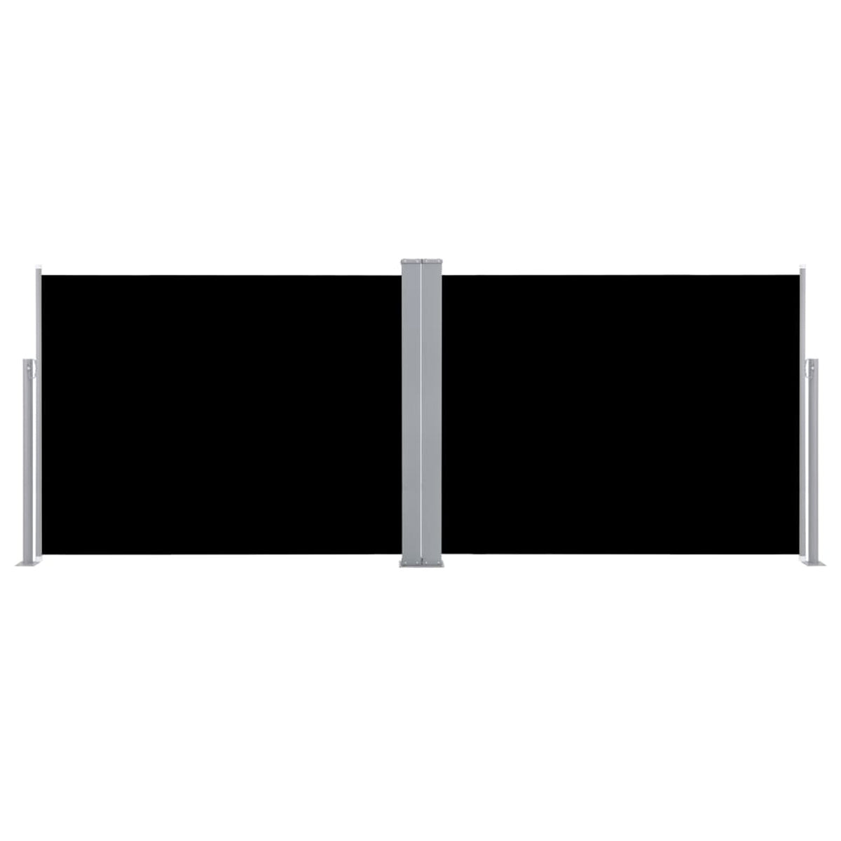 Black Retractable Side Awning Outdoor Divider Fencing Steel Frame Polyester Windscreen 55.1 x 393.7 Inches R936
