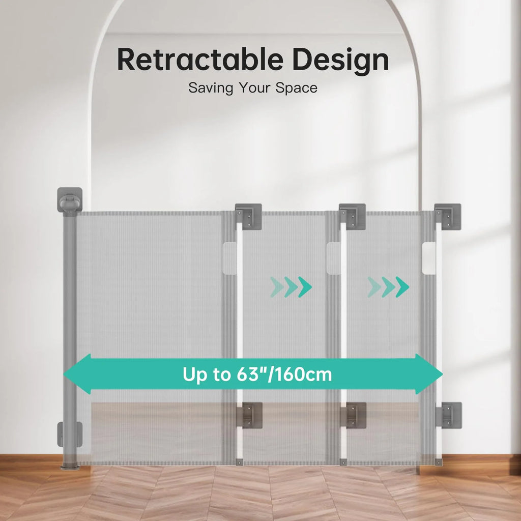 Retractable Baby Gate 33" Tall 63" Wide Gray G307764