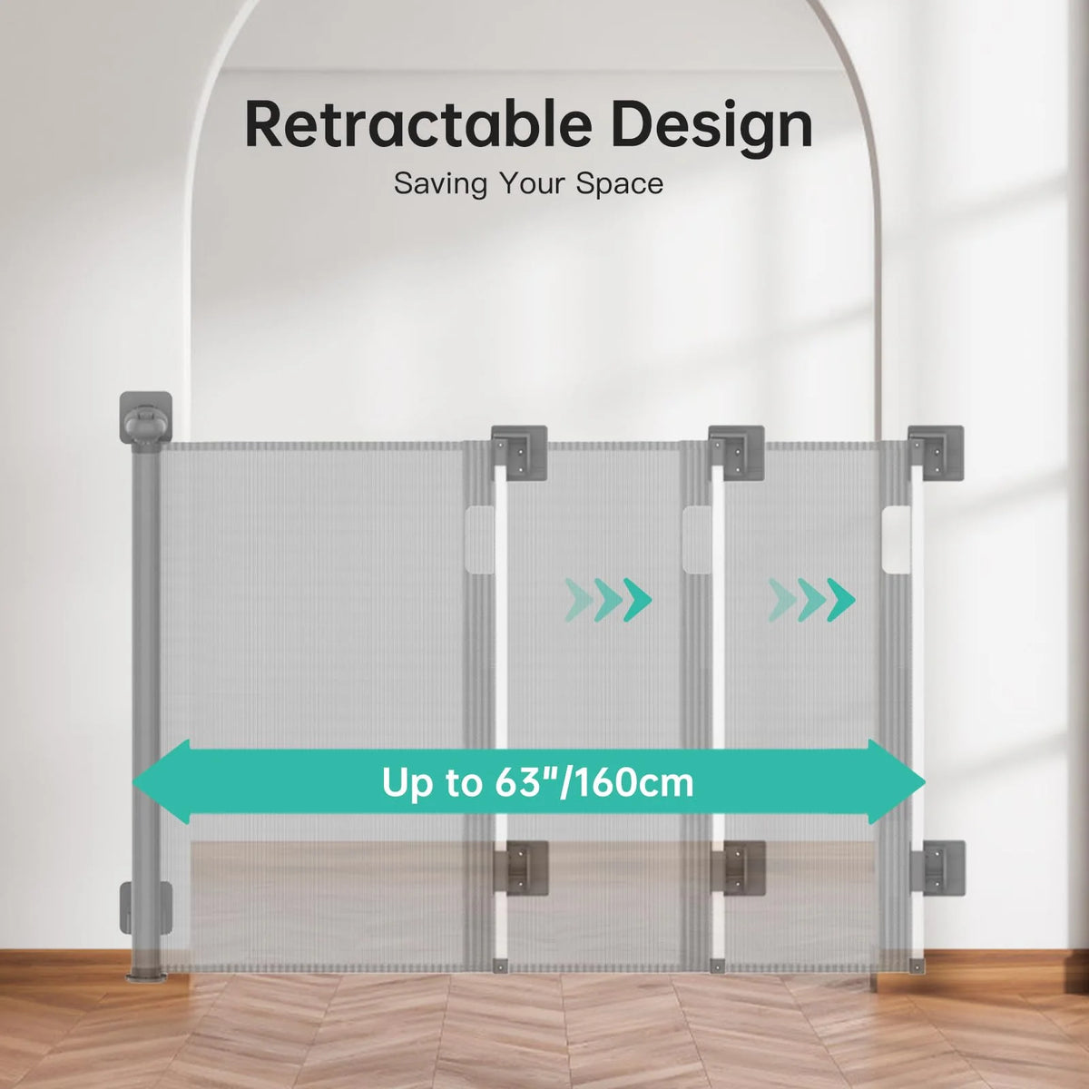 Retractable Baby Gate 33" Tall 63" Wide Gray G307764