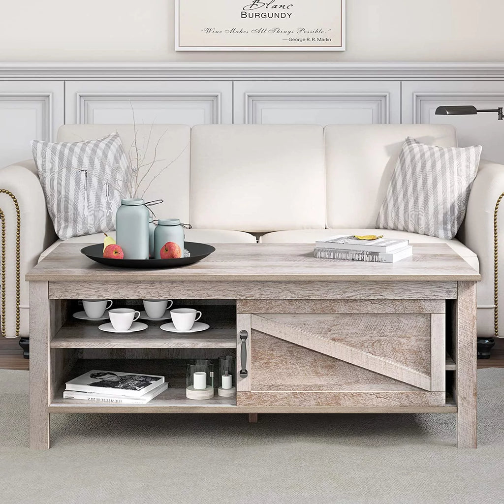 Gray Wood Coffee Table with Storage A3925