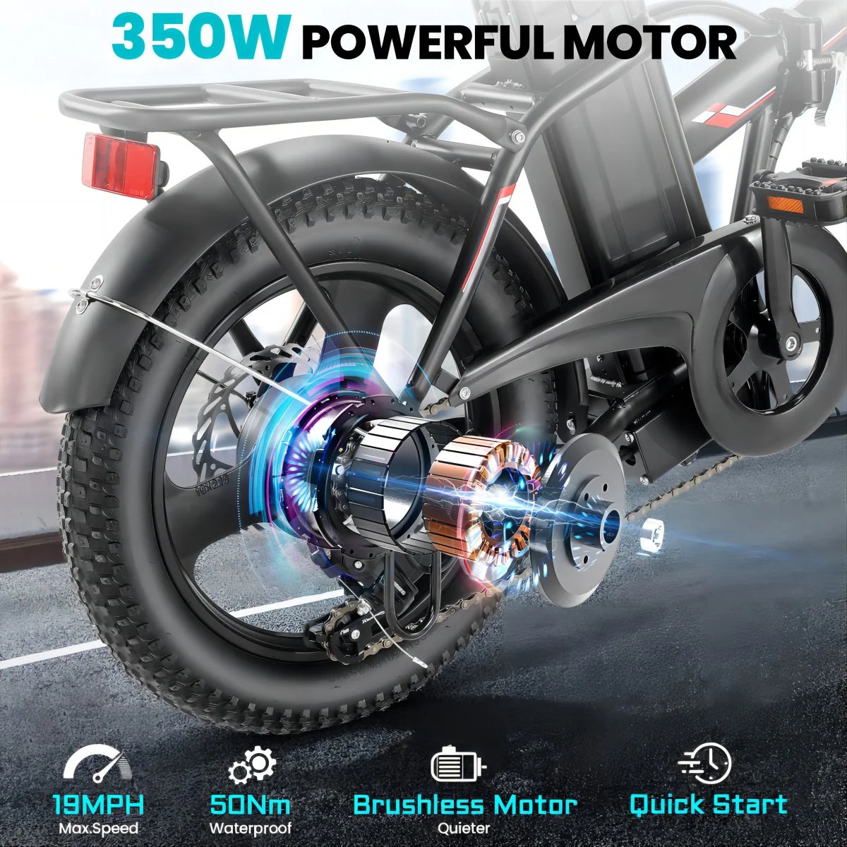 16" Fat Tire Folding Electric Bike 350W 48V I17899