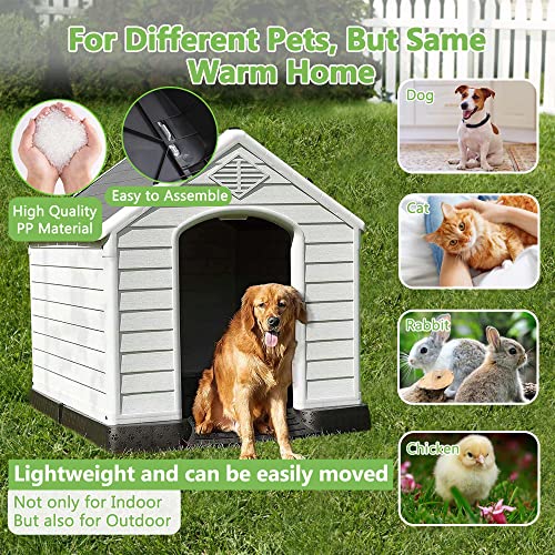 41 Inch Waterproof Plastic Dog House with Elevated Floor U310