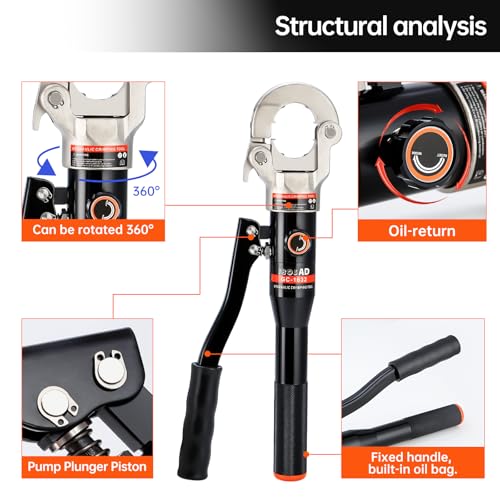Copper Tube Fittings Hydraulic Pipe Crimping Tool with 1/2", 3/4" and 1" Jaw Pipe Press Crimper Pressing Pliers with Pipe Cutter G7594