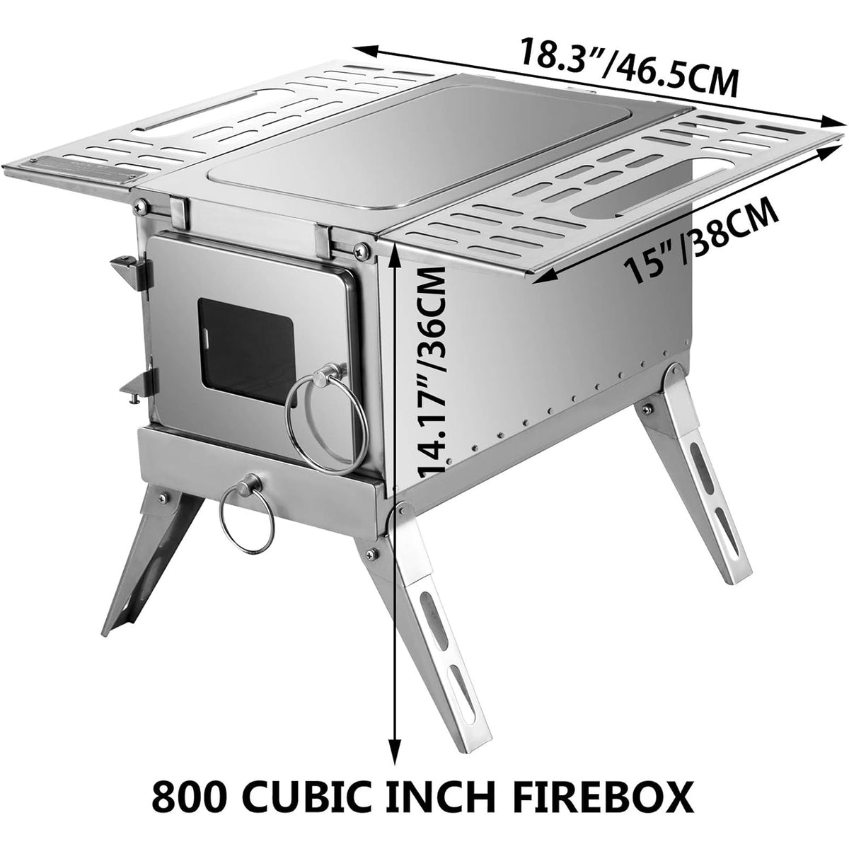 18.3x15x14.17 inch 304 Stainless Steel Portable Wood Stove F333721