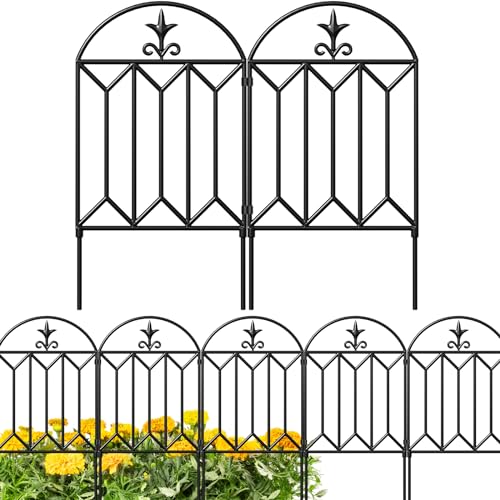 10 panels Decorative Garden Fences and Borders 24in(H)×10ft(L) No Dig Metal Fence Panel S510383