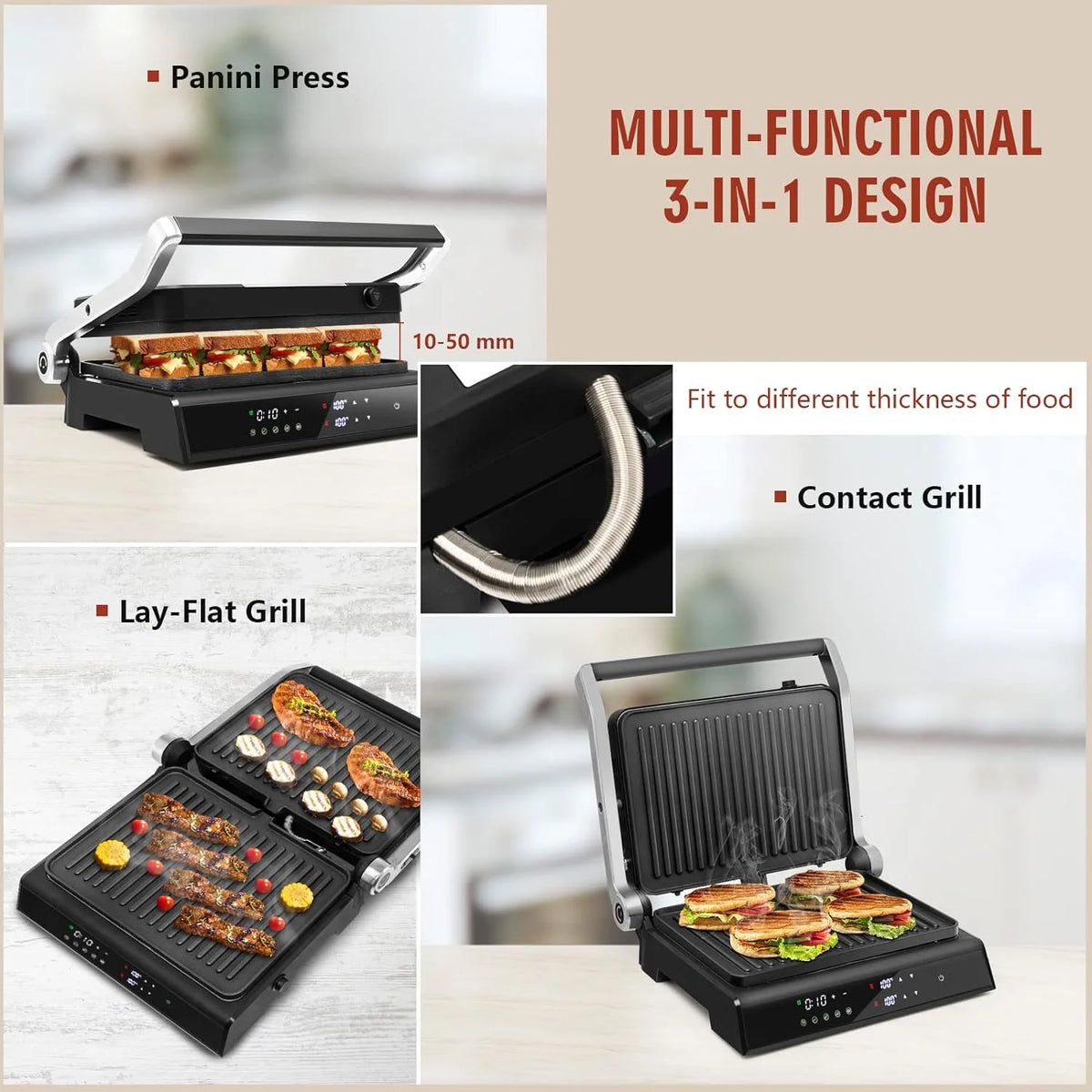 1200W Non-Stick Electric Panini Press Sandwich Maker D463