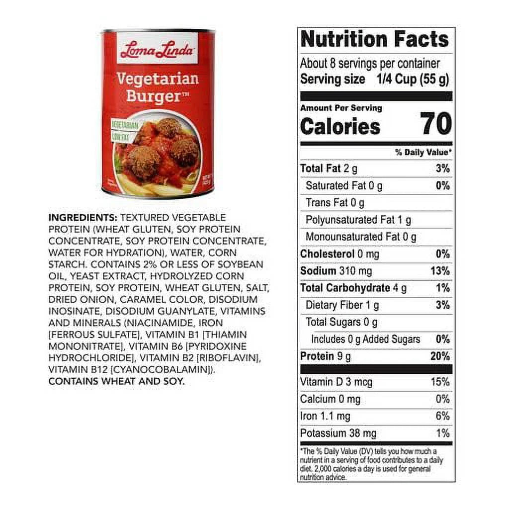 Vegetarian Burger 15 oz 12 pack Q262255