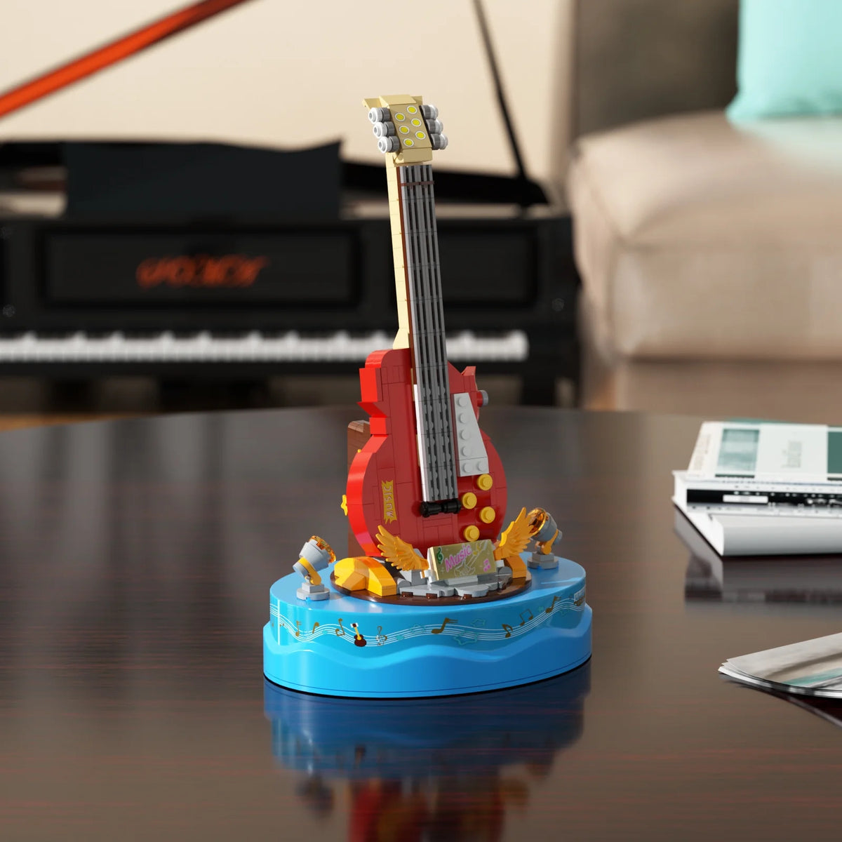 Guitar Model Building Set with Music Box Construction Creative Toys (308 Pcs) D580