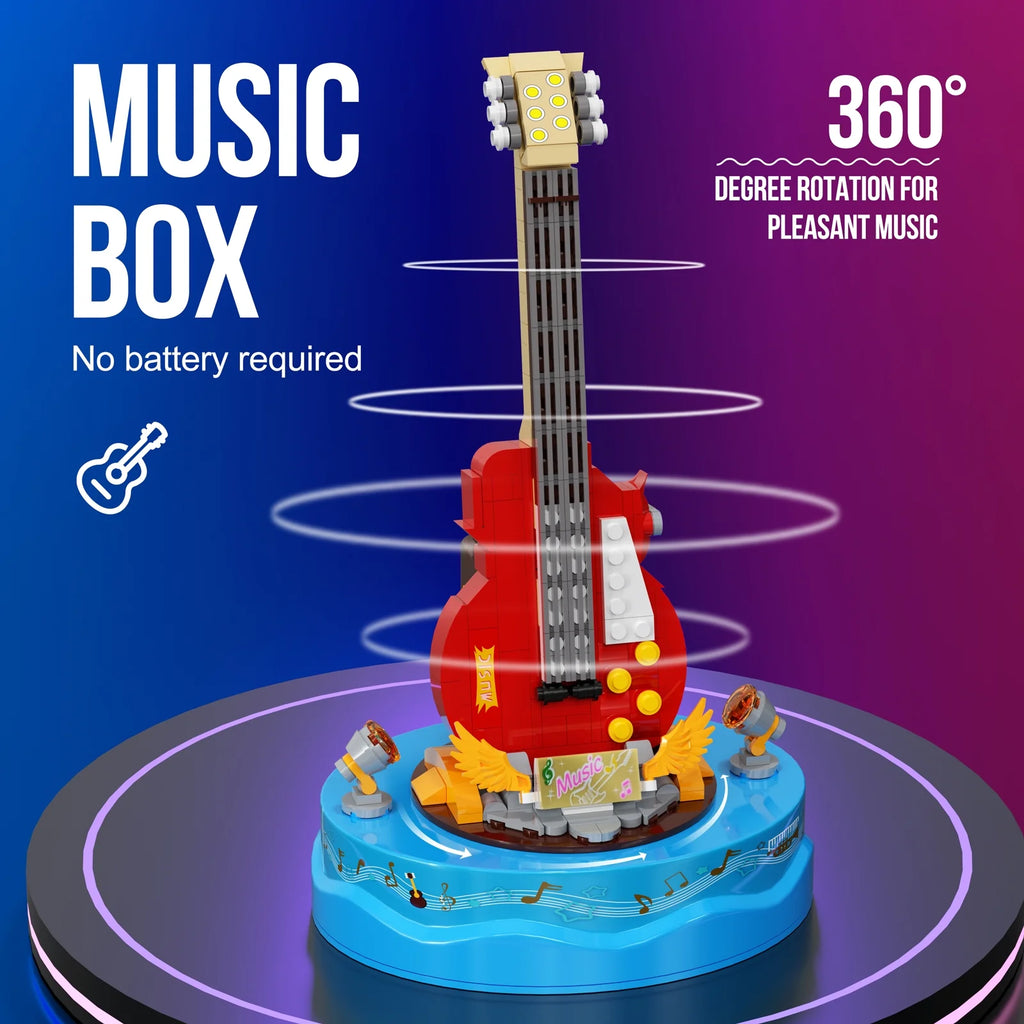 Guitar Model Building Set with Music Box Construction Creative Toys (308 Pcs) D580