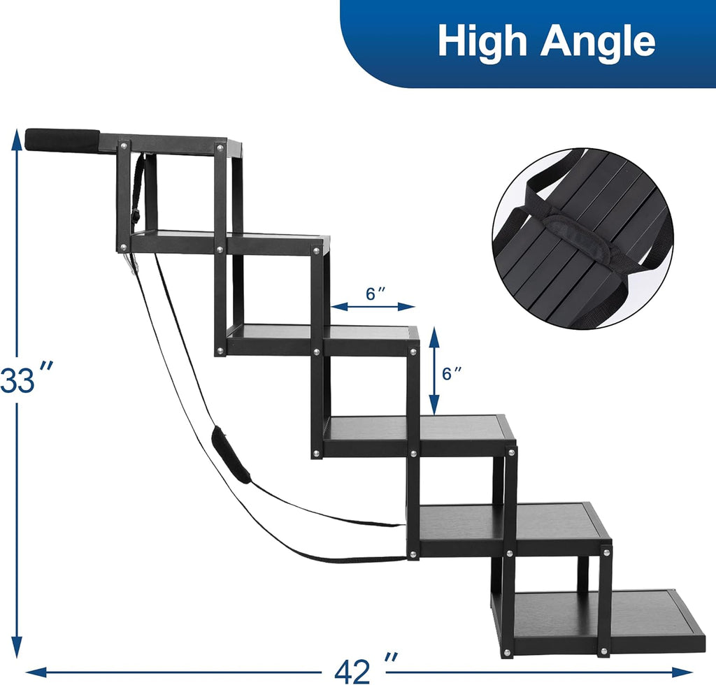 Foldable Aluminum 6 Step Dog Stairs with Nonslip Surface E1837