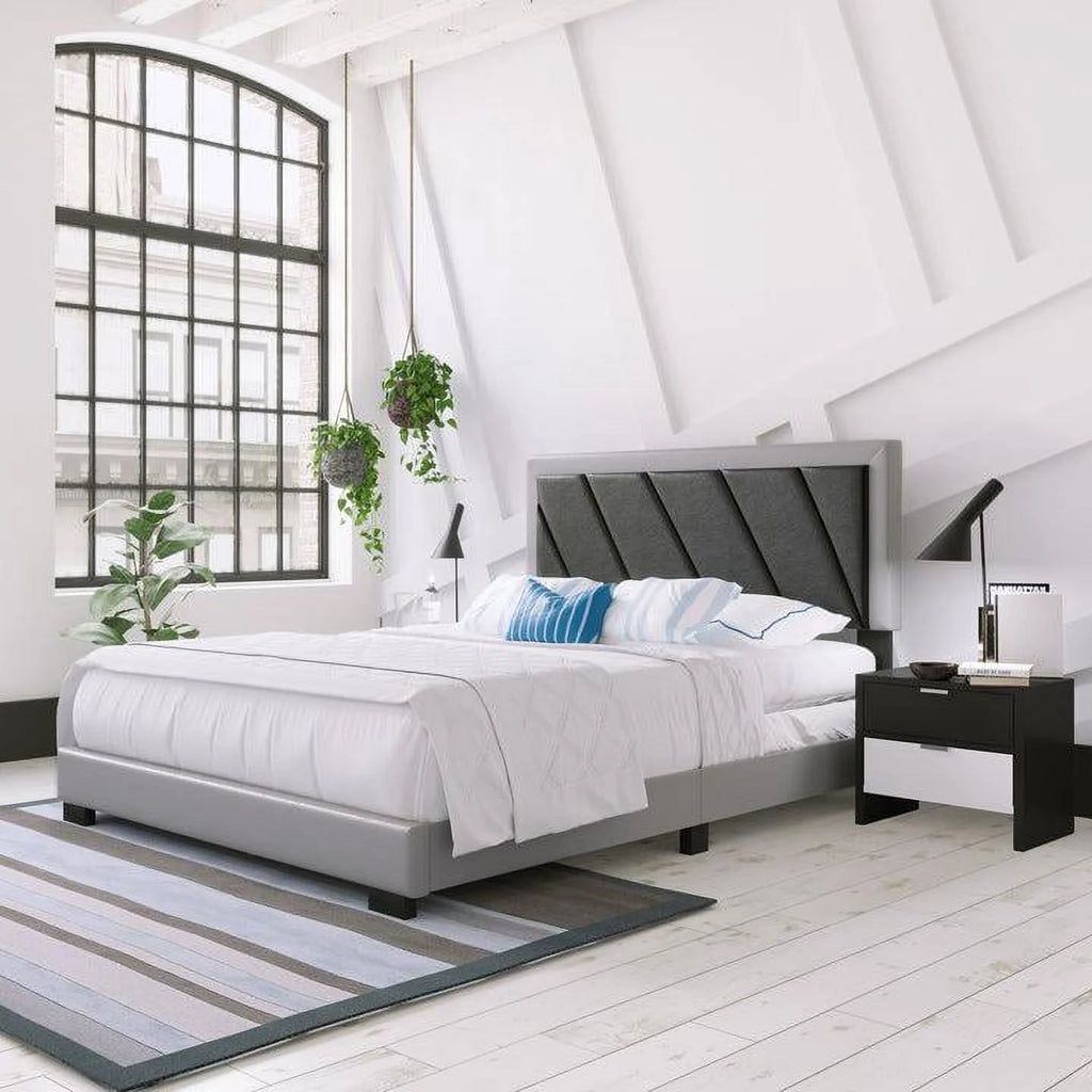 Faux Leather Upholstered Platform Bed W9824