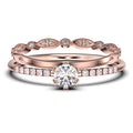 1.05 Carat Round Cut Diamond Moissanite Engagement Ring in 10k Solid Rose Gold V46728