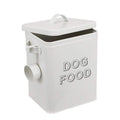 Airtight Dog Treat Container and Food Storage Tin with Lid, Handle, Scoop, 4-5 lbs Capacity, White F279