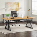 70.8-Inch Light Walnut/Black Executive Desk Y69524
