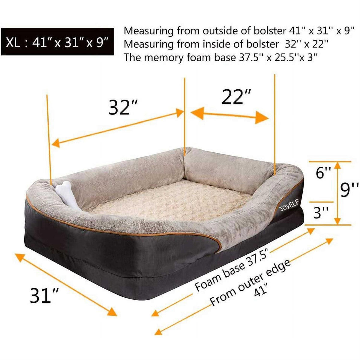 Large Memory Foam Orthopedic Dog Bed with Washable Cover H9413