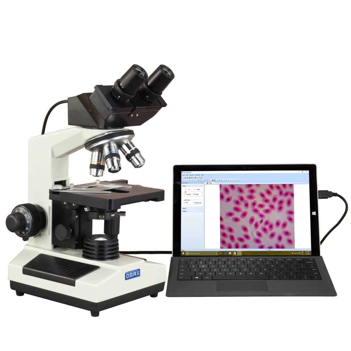 40X-2000X Digital Binocular Phase Contrast Compound Microscope with Built-in 3.0MP USB H988