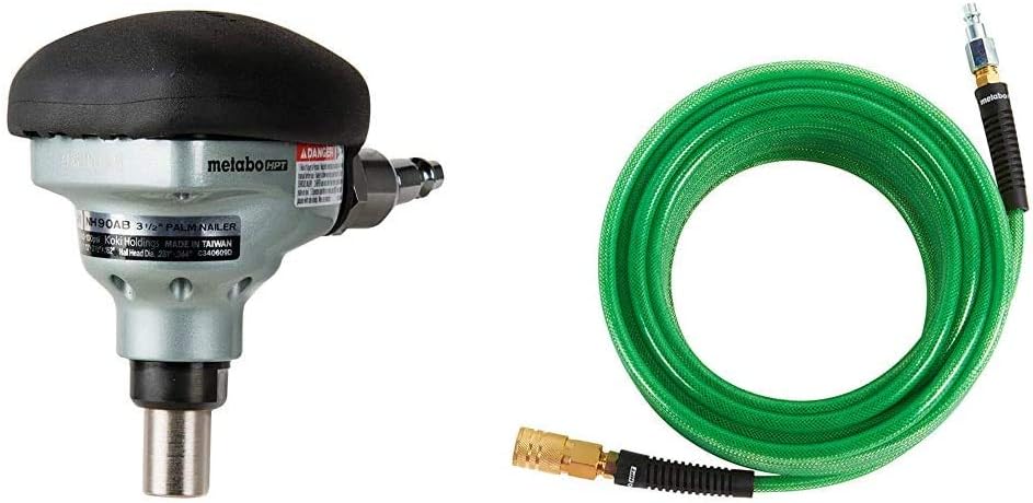 3-1/2" Palm Nailer with 1 gallon Quiet Air Compressor & Air Nailer Hose U15232