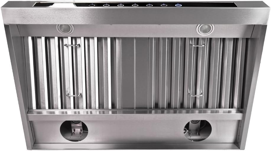 4 Speed Wall/Under Cabinet Range Hood, 1000 Max CFM, Stainless Baffle Filters, 30 36 42 48 Inch M984
