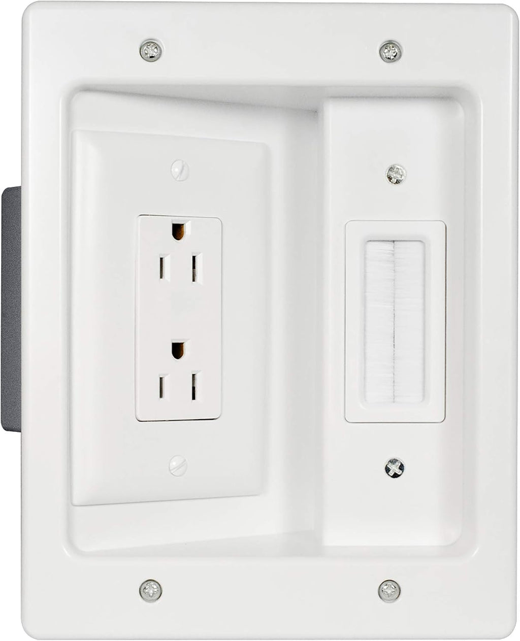 White Recessed In Wall TV Power Kit with USB T3362
