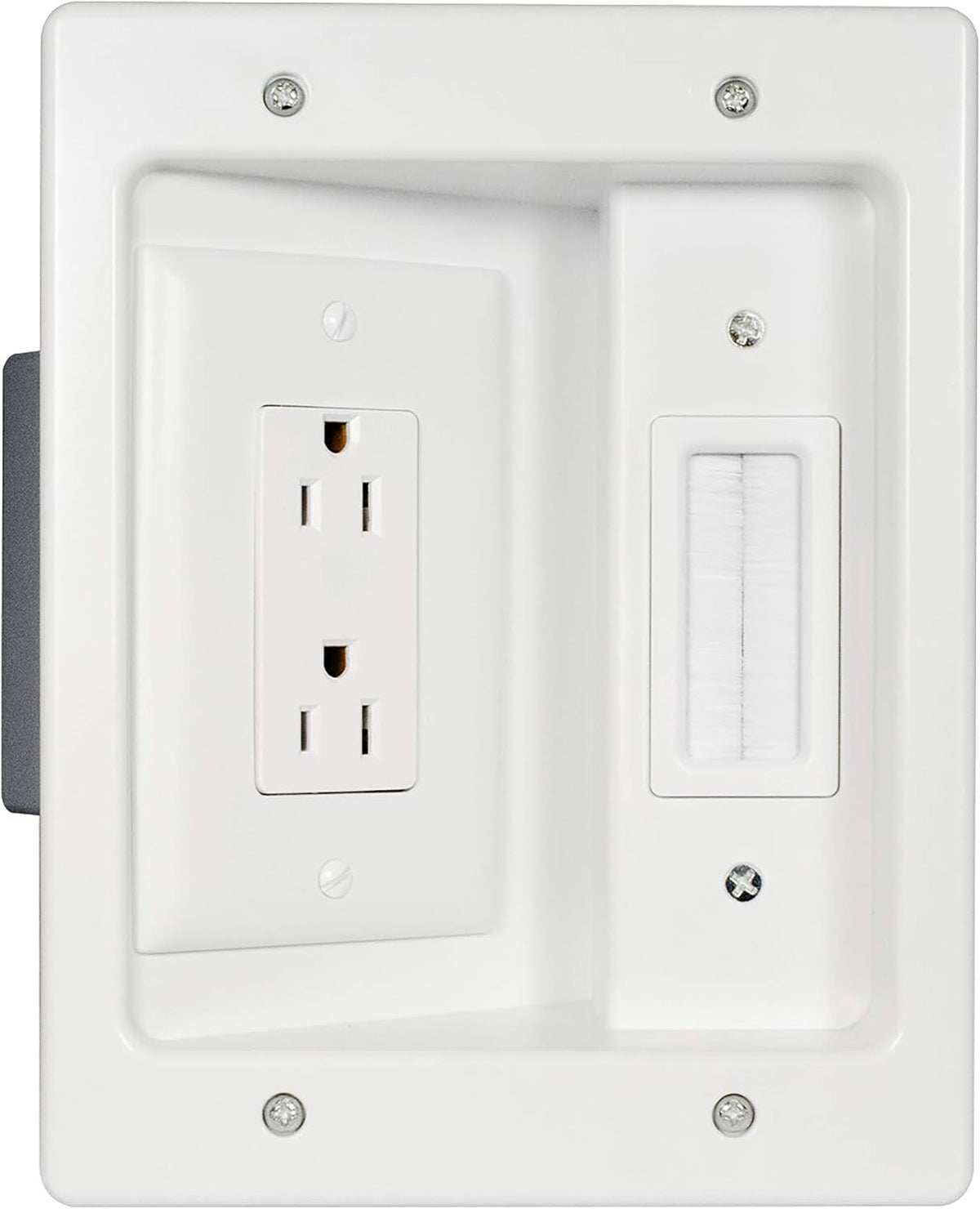 White Recessed In Wall TV Power Kit with USB T3362