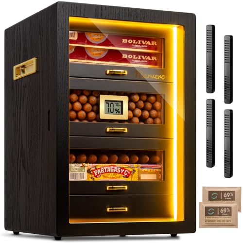 Cigar Humidor Cabinet with Digital Hygrometer and 4 Cedar Wood Drawers K781