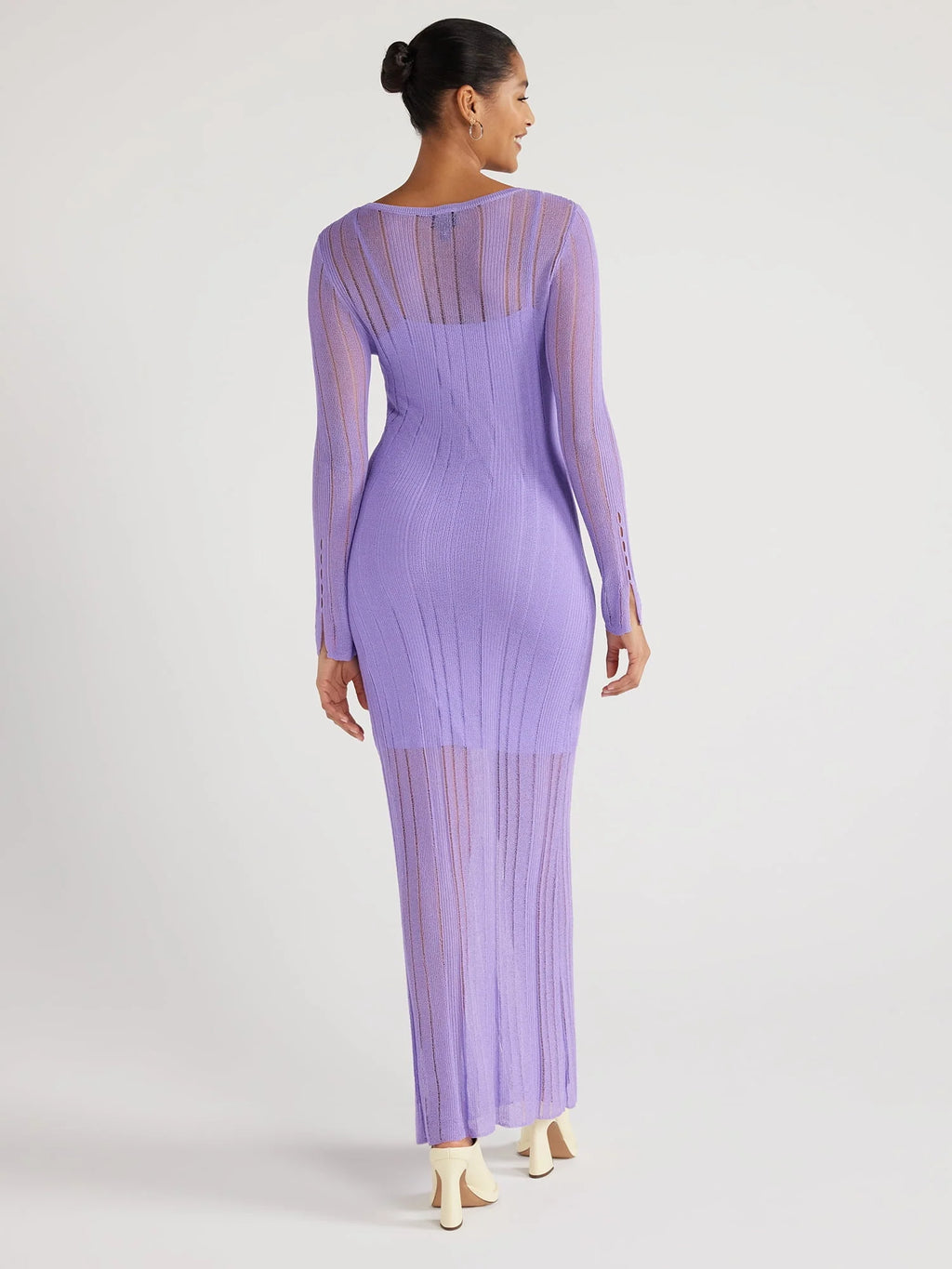 Women's Sheer Maxi Sweater Dress with Lining F129