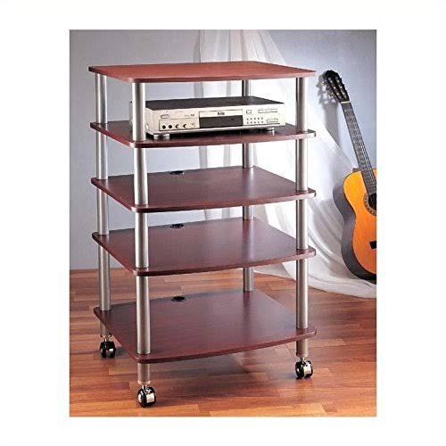 Black 5 Shelf Audio Rack with Casters I499