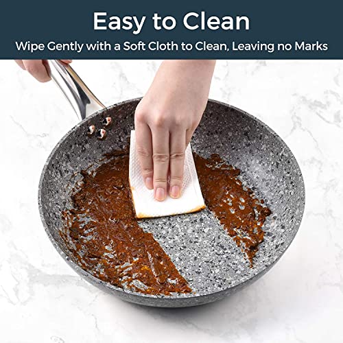 8" + 11" Gray Nonstick Granite Stone Frying Pan Set with Lids O157343