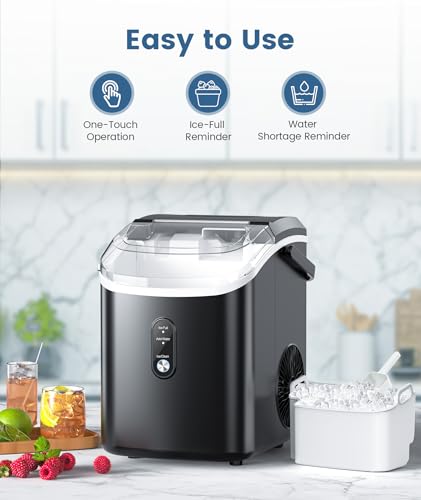 Countertop Nugget Ice Maker with Soft Chewable Ice, 34Lbs/24H, Self-Cleaning X576