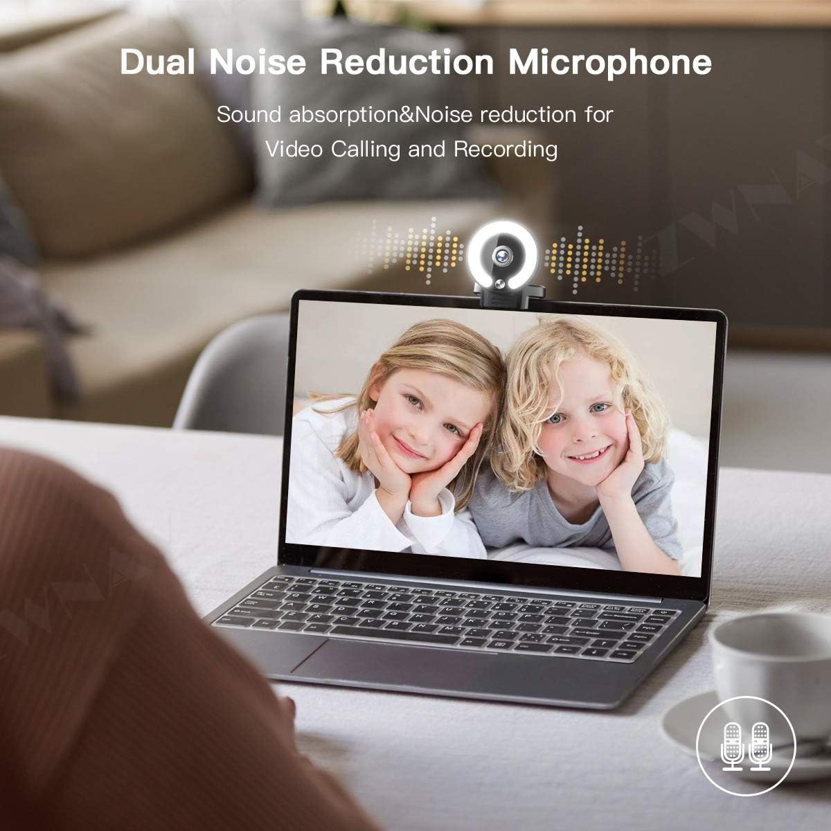 1080P Webcam with Ring Light and Microphone C398